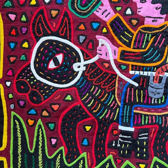 Kuna Mola Textile Panama authentic hand stitched appliqué embroidery cowboy - Picture 9 of 13